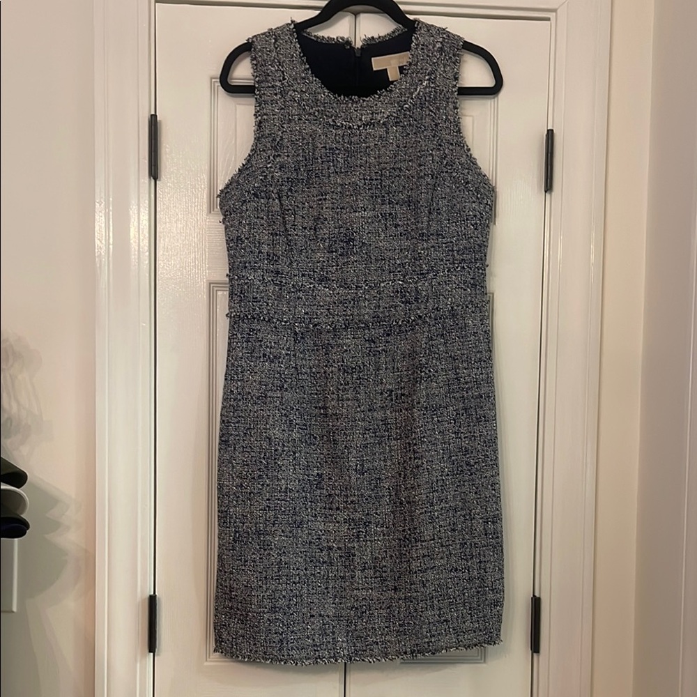 MICHAEL Michael Kors Navy Black and White Tweed Sheath Dress Sz. 10 EUC!